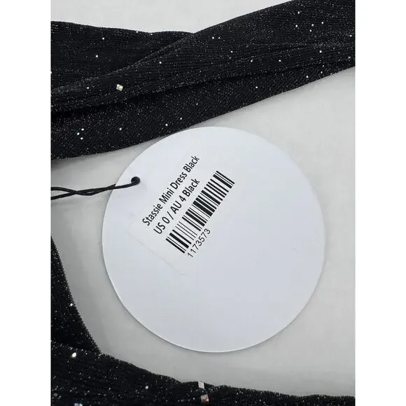 Princess Polly Dress Sz 0 Stassie Whimsigoth Fairy Grunge Witchy Black Sparkle - Picture 7 of 12